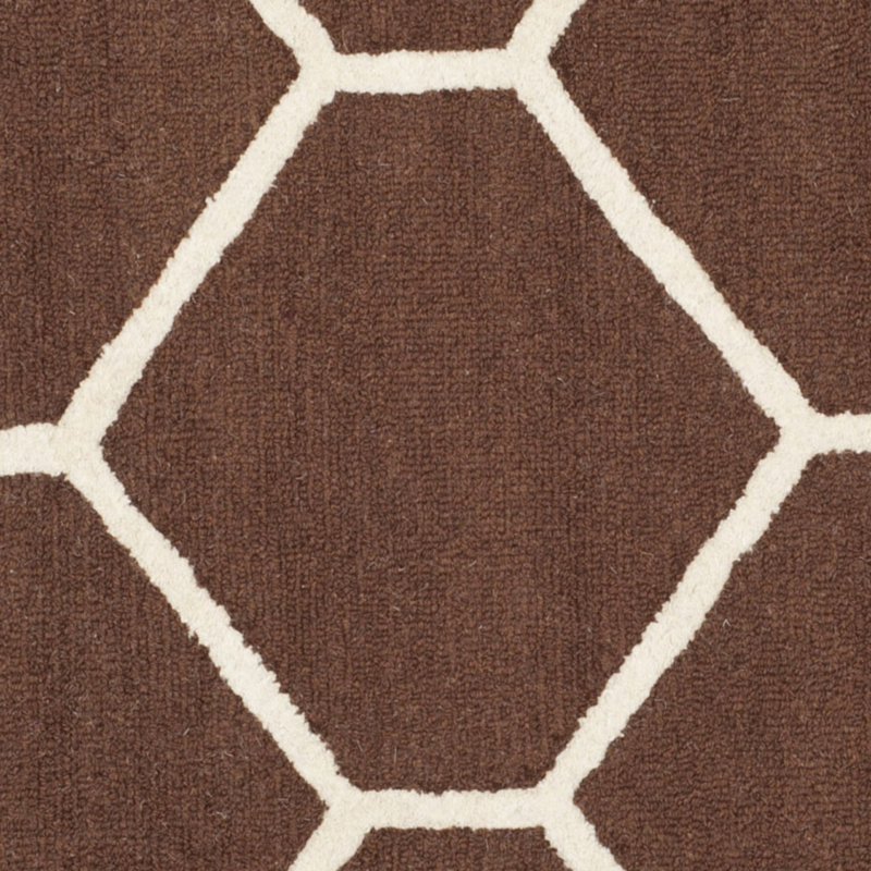 Handmade Dark Brown and Ivory Wool Geometric Area Rug