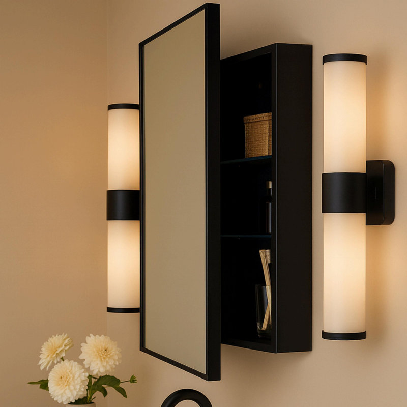 Armoire à pharmacie 16 po x 24 po Velin, H 24 po x l 16,50 po x P 4,84 po, Noir