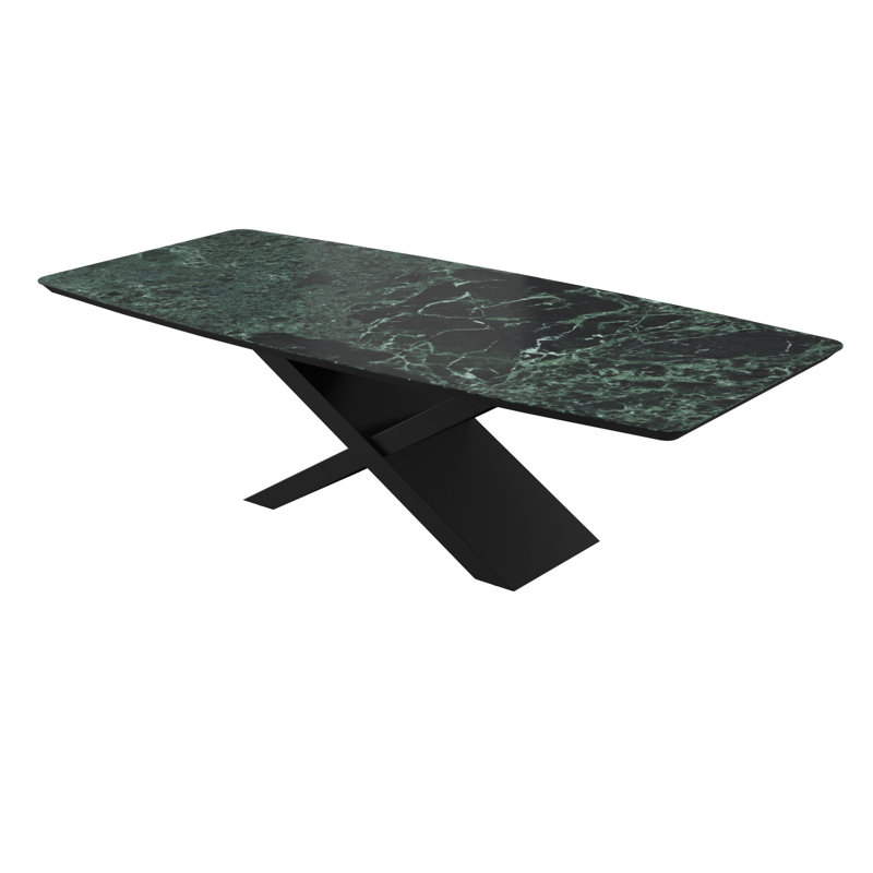 Glass Top Metal Base Dining Table