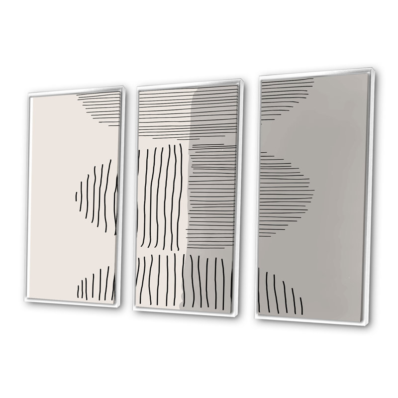 «Minimal Geometric Lines and Circle VII», reproduction de cadre photo sur toile 3 pièces, H 28 po x l 36 po x P 1 po