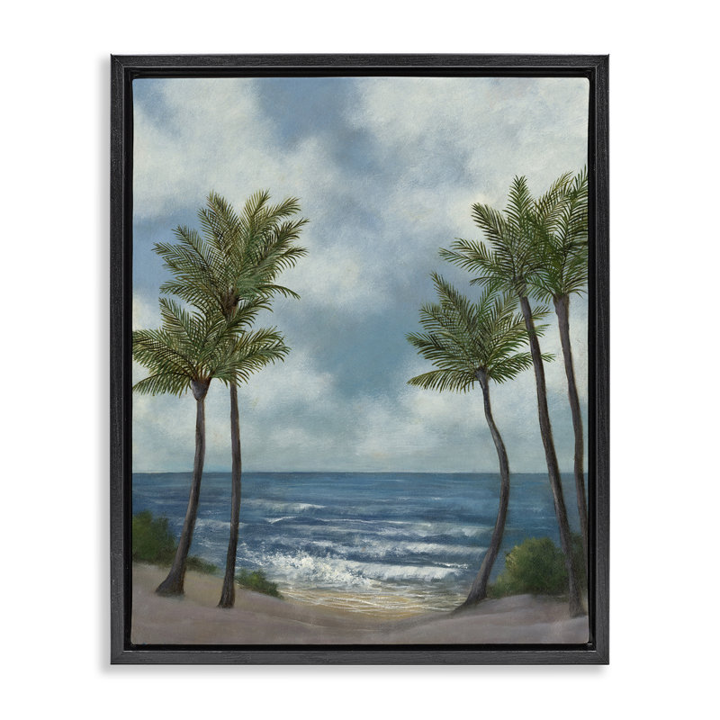 "Tropical Breaking Waves", art mural encadré par David Swanagin, Cadre flottant noir de jais, H 21 po x l 17 po
