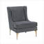 Fauteuil à oreilles avec accoudoirs de salon en chenille gris froid avec pieds en métal doré-887334996