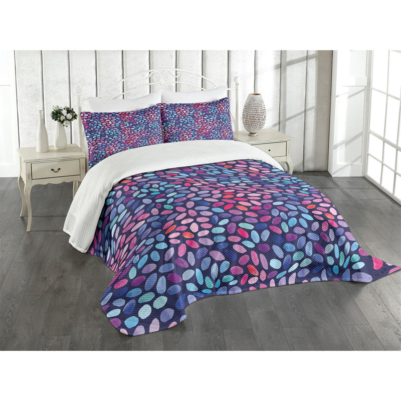 King Size Multicolor Quilted Bedspread Set with Pillow Shams