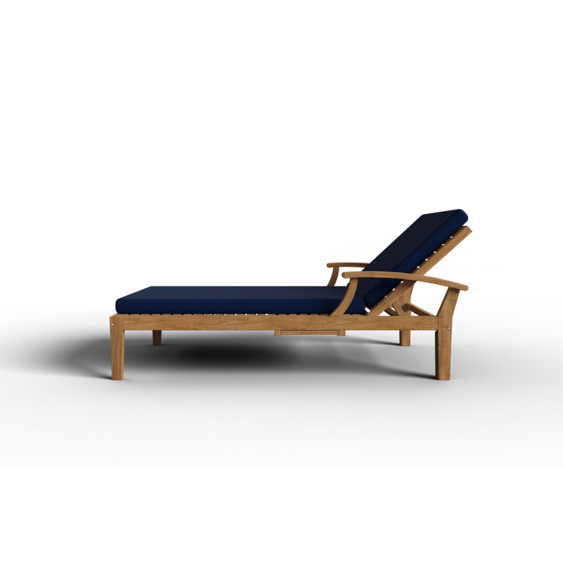 Outdoor Teak Chaise Lounge, Navy