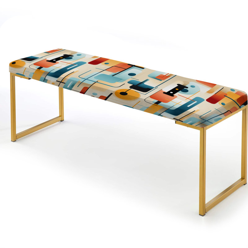 Banc rembourré géométrique doré, Abstraction urbaine