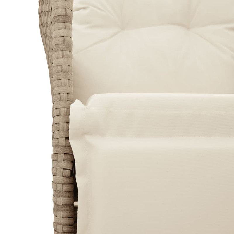 Chaise de jardin inclinable en poly rotin, Beige, Beige