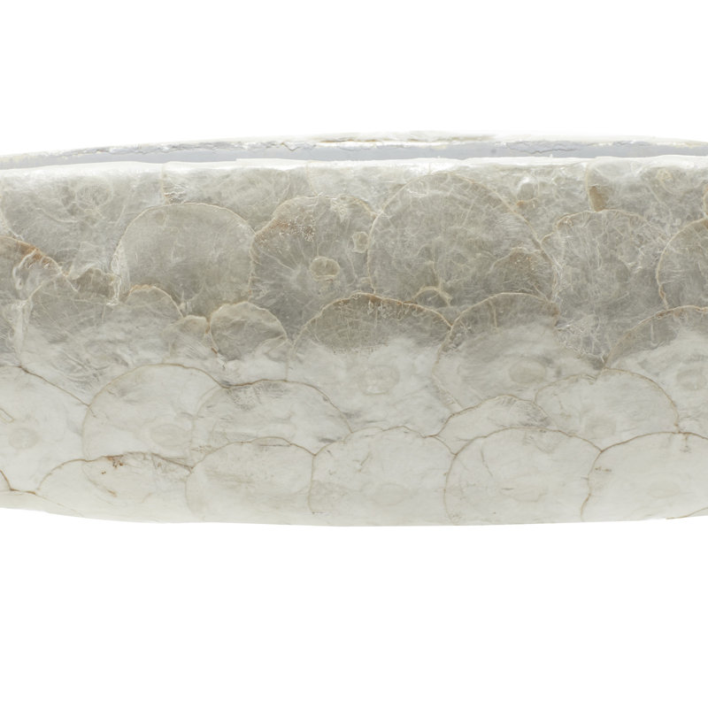 White Oval Resin Decorative Bowl with Capiz Shell