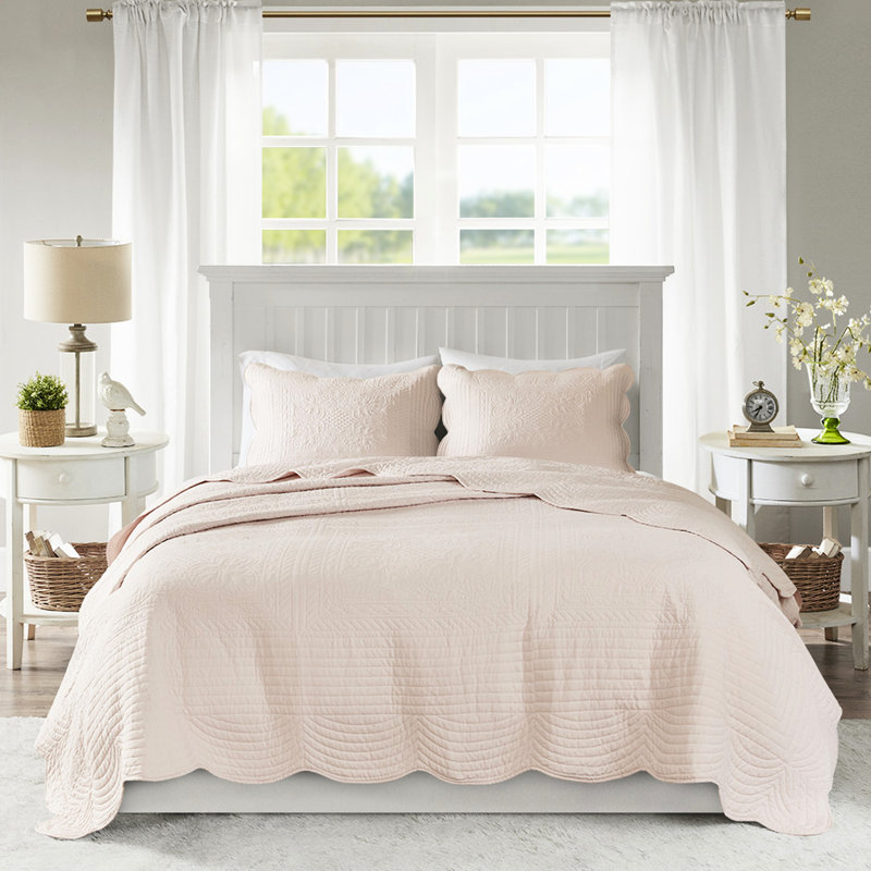Couette réversible Blush 3 - Bords festonnés, microfibre, rembourrage 90 % coton, Fascinating Home Bedding Blush, 3 pièces, Bordure, Option