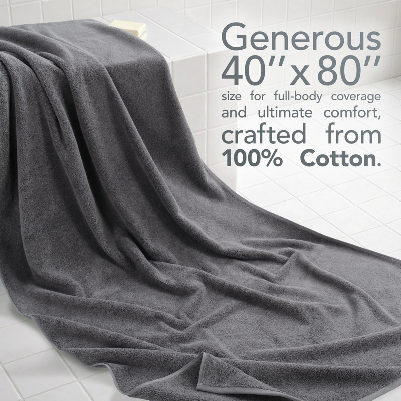 Drap de bain surdimensionné 100% coton 40 x 80 Darcelle, Gris
