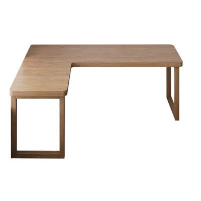 Nut-Brown L-Shaped Solid Wood desk