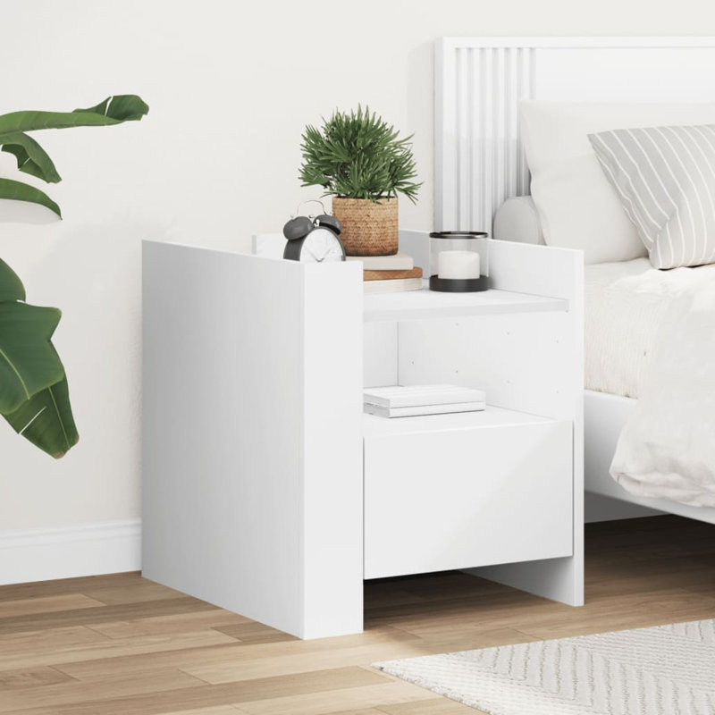 Anagrace 45cm W Manufactured Wood Bedside Table, White