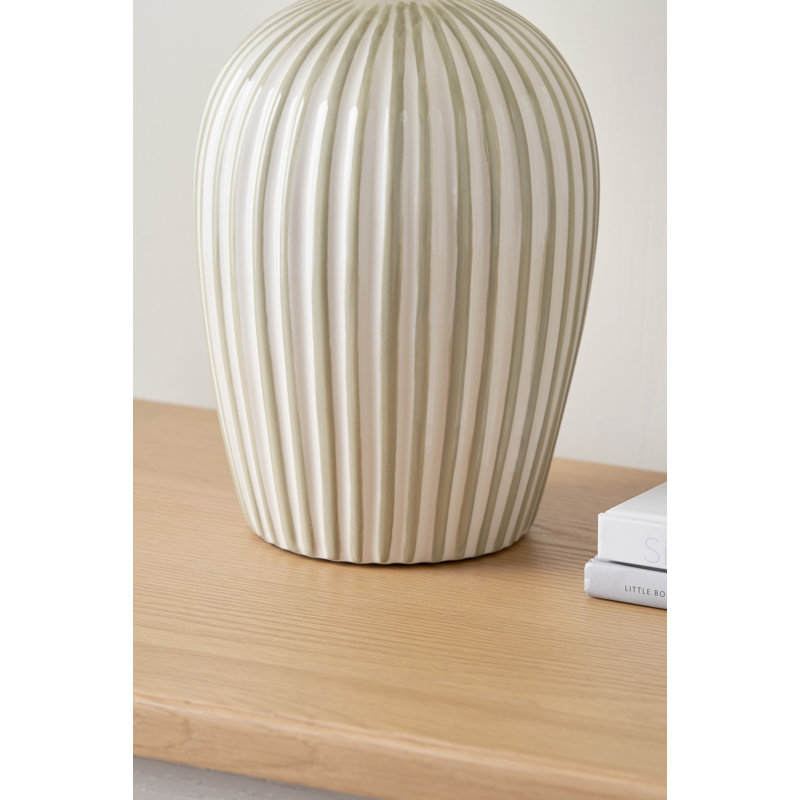 Ceramic Table Lamp, Green/White