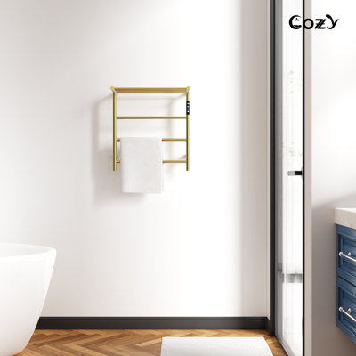 Wall Mount Electric Towel Warmer with Temperature Display, Plug in or Hardwired