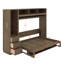 Lit escamotable double avec garde-robe, tiroirs et tablettes