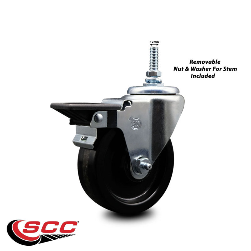 4 Inch_Phenolic 12MM Threaded Stem Caster with Brake