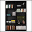 Ensemble de salon compact 2 pièces noir avec bibliothèques pour un rangement efficace et un style moderne