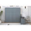 Grand lit escamotable gris moderne avec bureau multifonctionnel et rangement spacieux