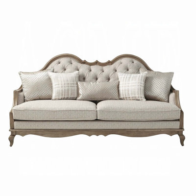 Aeryona Recessed Arm Sofa in Beige and Antique Taupe