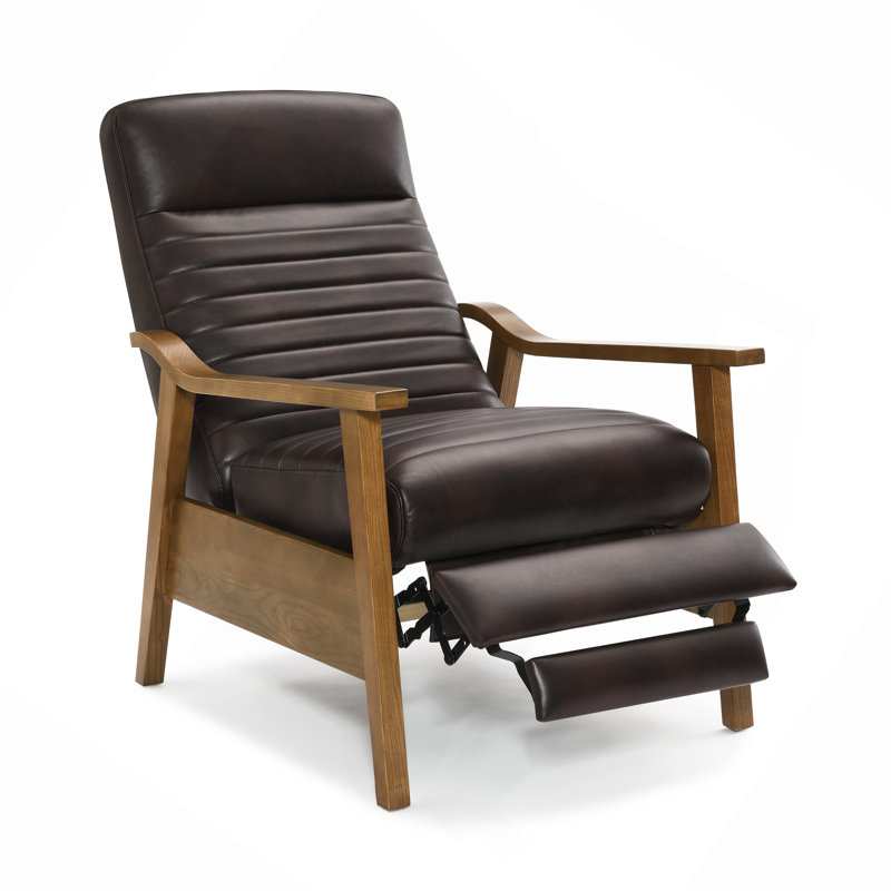 Fauteuil inclinable à accoudoirs en bois, Brun