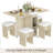 Drop Leaf Dining Table,Folding Dining Table With 6 Wheels And Four Leather Stools,Space Saving Dining Table And Chairs For Dining Room, Kitchen-1903155462-1903155456-1903155459