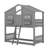Twin Over Twin House Bunk Bed With Roof, Windows-109554514