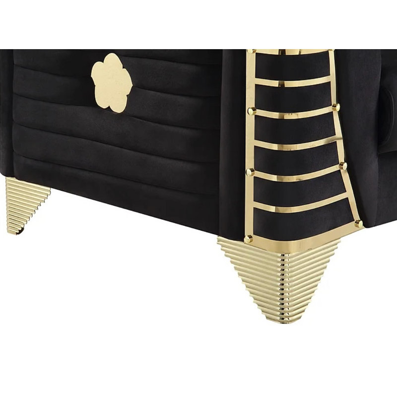 Canapé modulaire 3 pièces Racila, Tissu noir