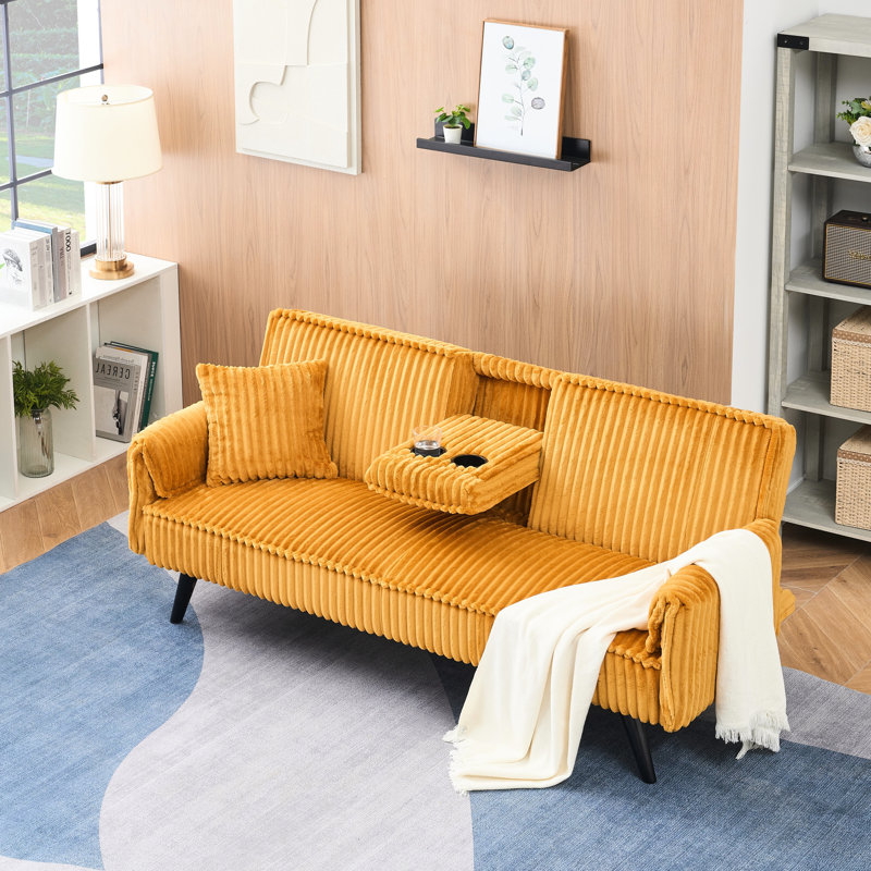 Chic chic velours côtelé orange pour le salon - ajouter une chambre à coucher élégante et confortable pour une bonne nuit de sommeil