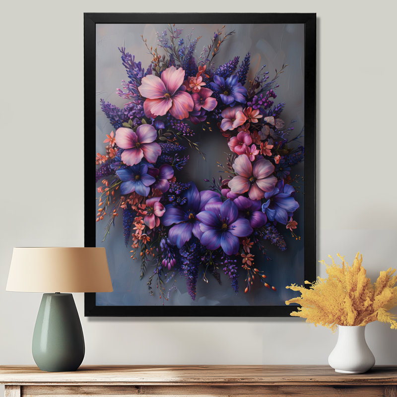 Guirlande de fleurs Regal, H 20 po x l 12 po x P 1 po, Cadre simple noir