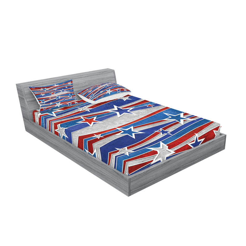 Drap-housse et coussin décoratif Ambesonne États-Unis, rouge, bleu et blanc