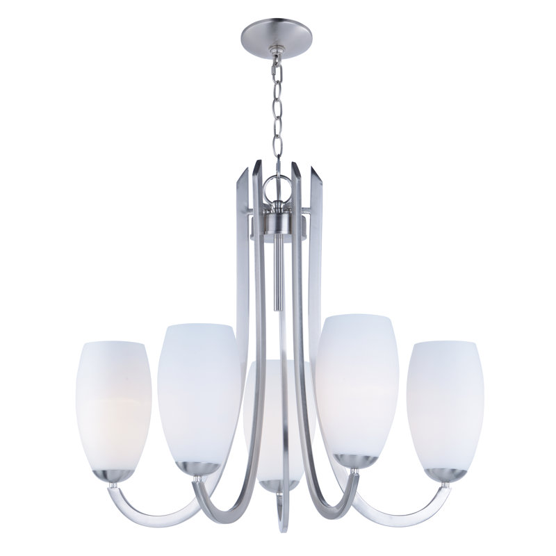 Lustre classique / traditionnel à 5 lumières Fudo, Nickel satiné