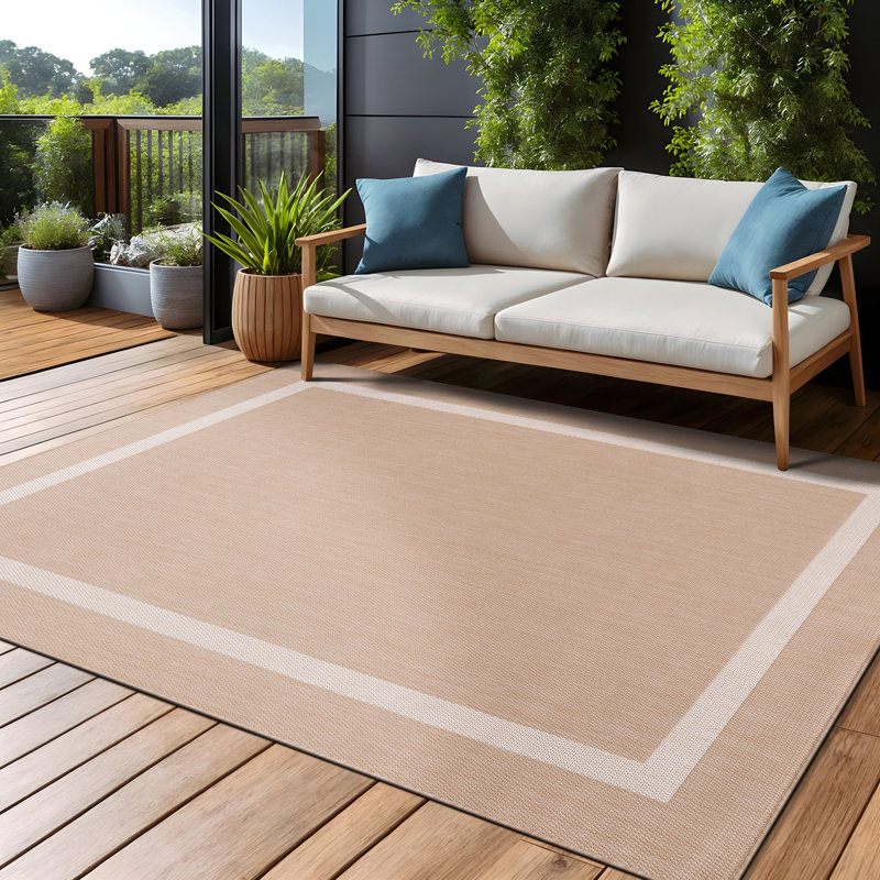 Waikiki Beige Indoor/Outdoor Rug, Rectangle 8' x 10', Beige