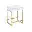Table d'appoint moderne pour le balcon blanc et laiton - profondeur de produit de 12 po, poids rectangulaire de 45 lb, conception contemporaine