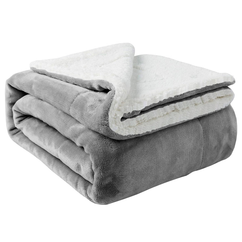 Couverture réversible en molleton ultra-doux Sherpa, Argent argent, Jeté