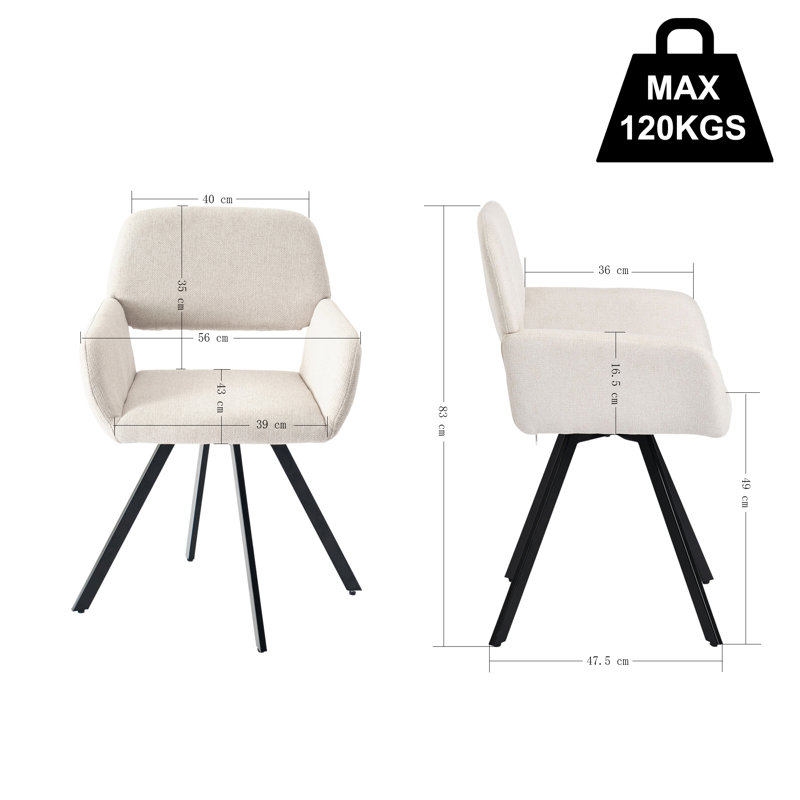 California Swivel Dining Chairs, Beige, 2