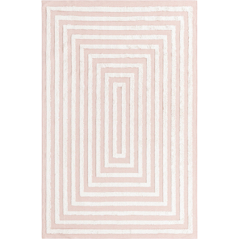 Cotton Abstract Indoor Rug, Rectangle 5'3" x 8'