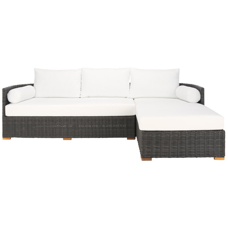 Anguilla Wicker Outdoor Chaise Sectional, Dark Gray