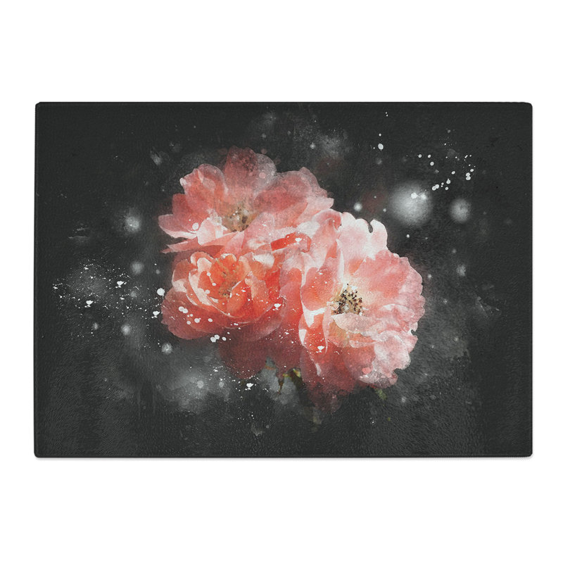 Three Flowers Chopping Board, 28.5cm W x 39cm L