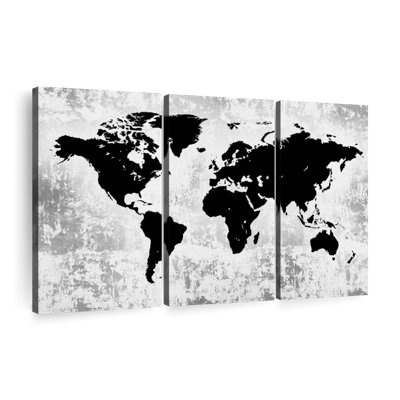 Silhouette World Map Multi Piece Canvas Print