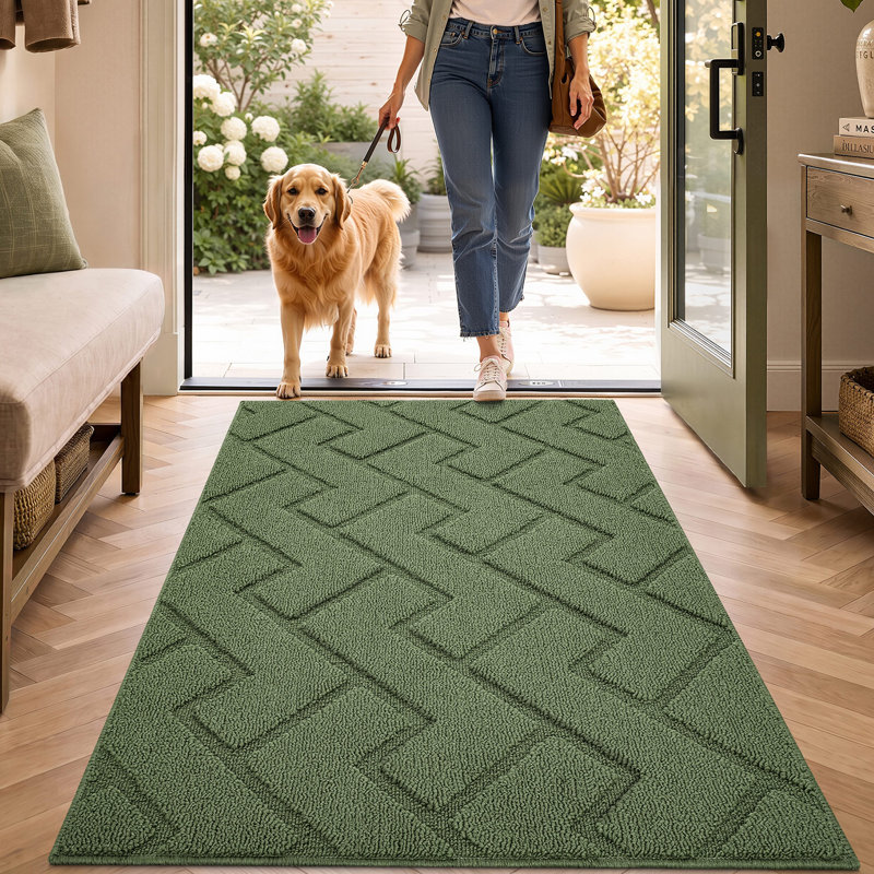 Dirt Trapper Non Slip Backing Washable Door Mat, green, 48*32