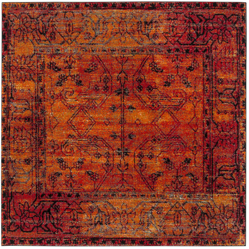 Tapis oriental orange Scheinuk, Carré 6 pi 7 po