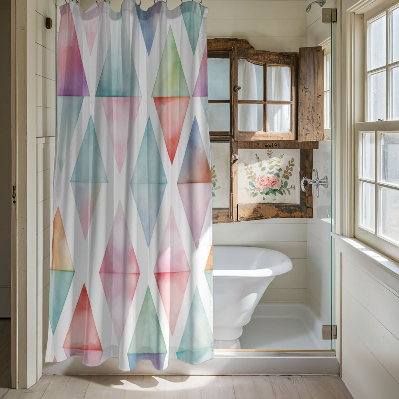 Rideau de douche Pale Geometric Textures - Premium, H 74 po x l 71 po