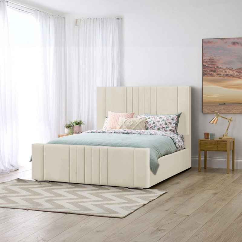 Mohiuddin Upholstered Storage Bed, UK King - DE 150 x 200 cm, Cream