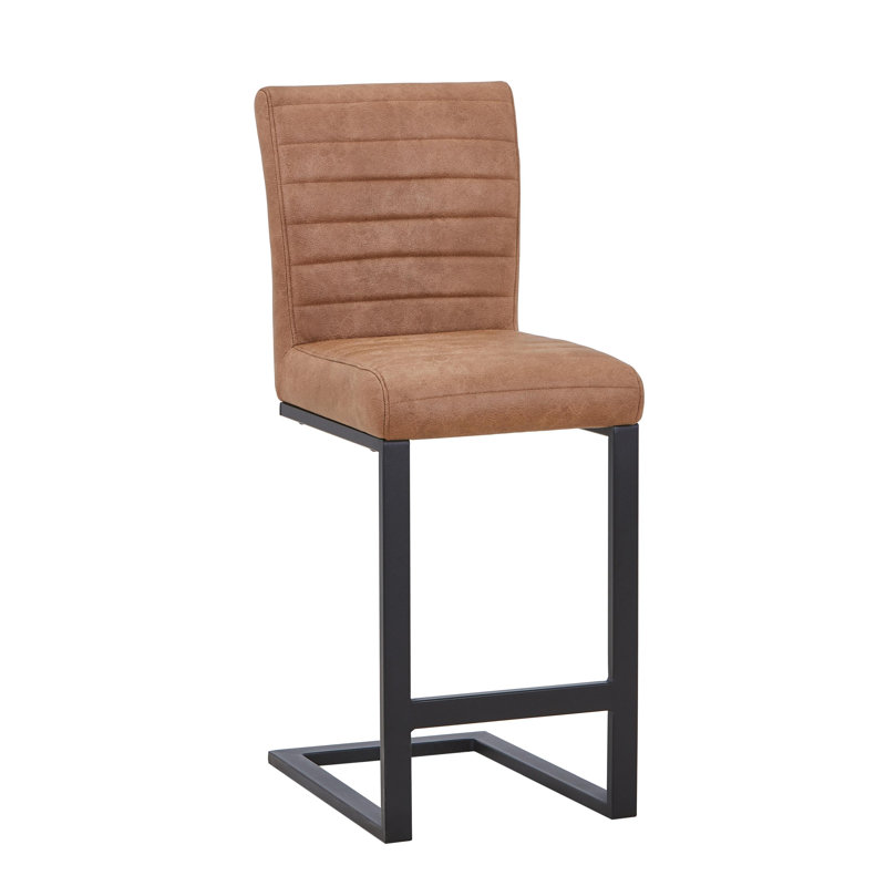 Upholstered Faux Leather Bar Stool