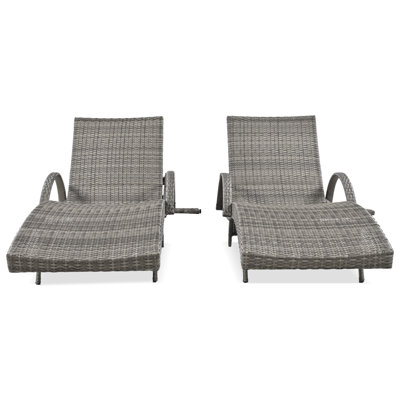 80'' Outdoor Wicker Chaise Lounge Chairs Set Of 2