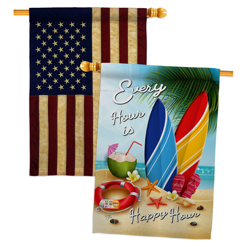 Beach chaque heure 40 x 28 po de polyester à 2 côtés drapeau maison