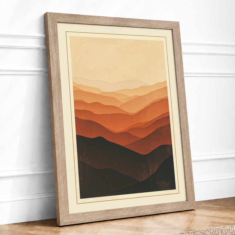 Mountains At Dusk Minimalist - Print, Oak, A4 - 29.7 x 21.0 cm