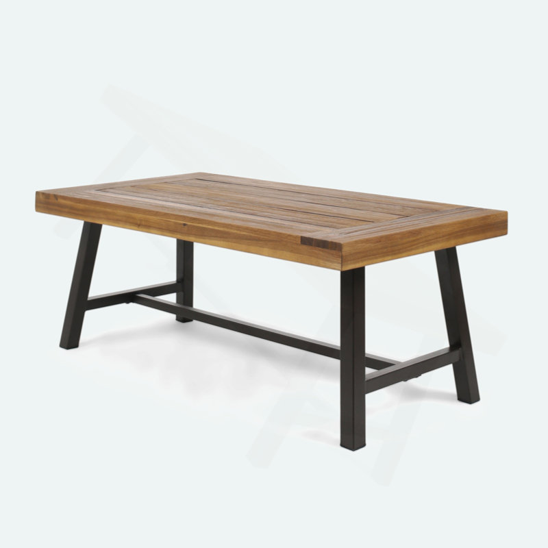 Aditya Solid Wood Coffee Table,Patio Table, Natural/Black, 18'' H X 27.25'' D X 45.75'' W