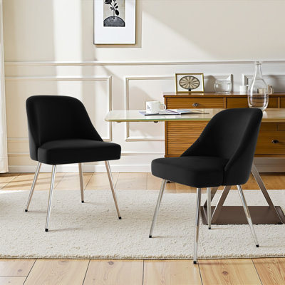 50cm H Tufted Velvet Upholstered Metal Full Back Side Chair