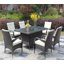Table de salle à manger d'extérieur pour terrasse avec verre trempé transparent