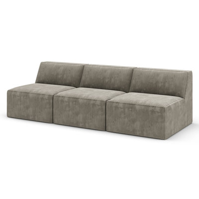 Boneless 3 Seats Corduroy Modular Sectional Sofa with 40D Integrated Sponge